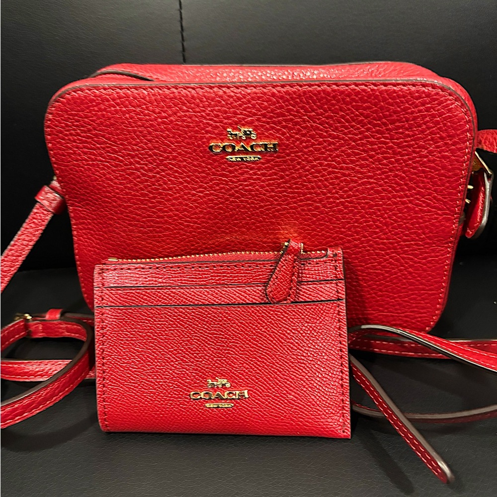 Leather Coach Crossbody Bag and Card Holder